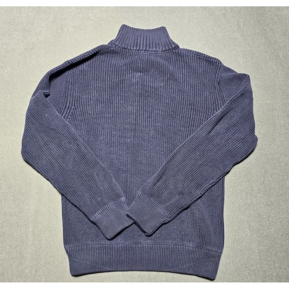 J. Crew Sweater Men's Large Blue Pullover 1/4 Snap Button Mock Neck‎ Long Sleeve - Picture 4 of 6